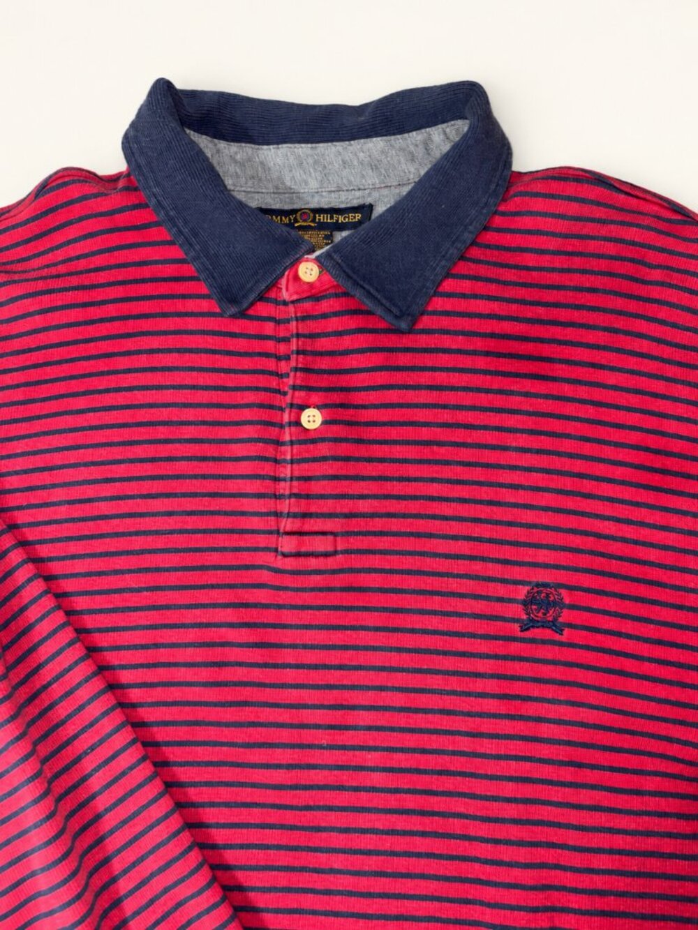 Vintage Tommy Hilfiger XXL Striped Long Sleeve Crest Polo